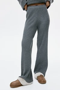 Wide-Leg Rib-Knit Pants