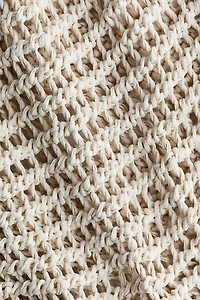 Crochet-Look Tassel-Detail Top