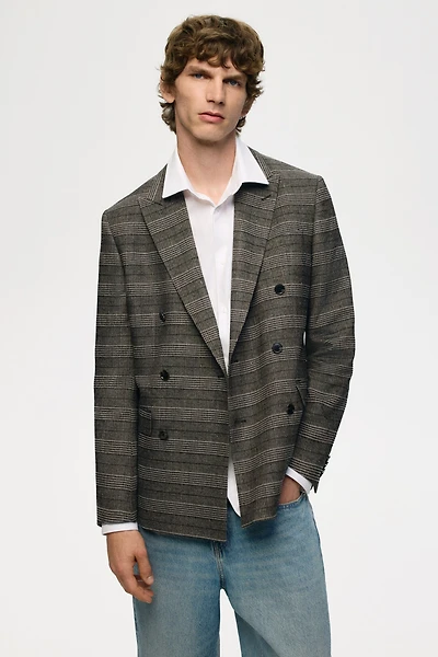 Regular-Fit Wool-Blend Double-Breasted Jacket