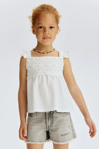 Ruffle-Trimmed Cotton Top