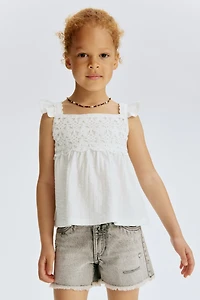 Ruffle-Trimmed Cotton Top