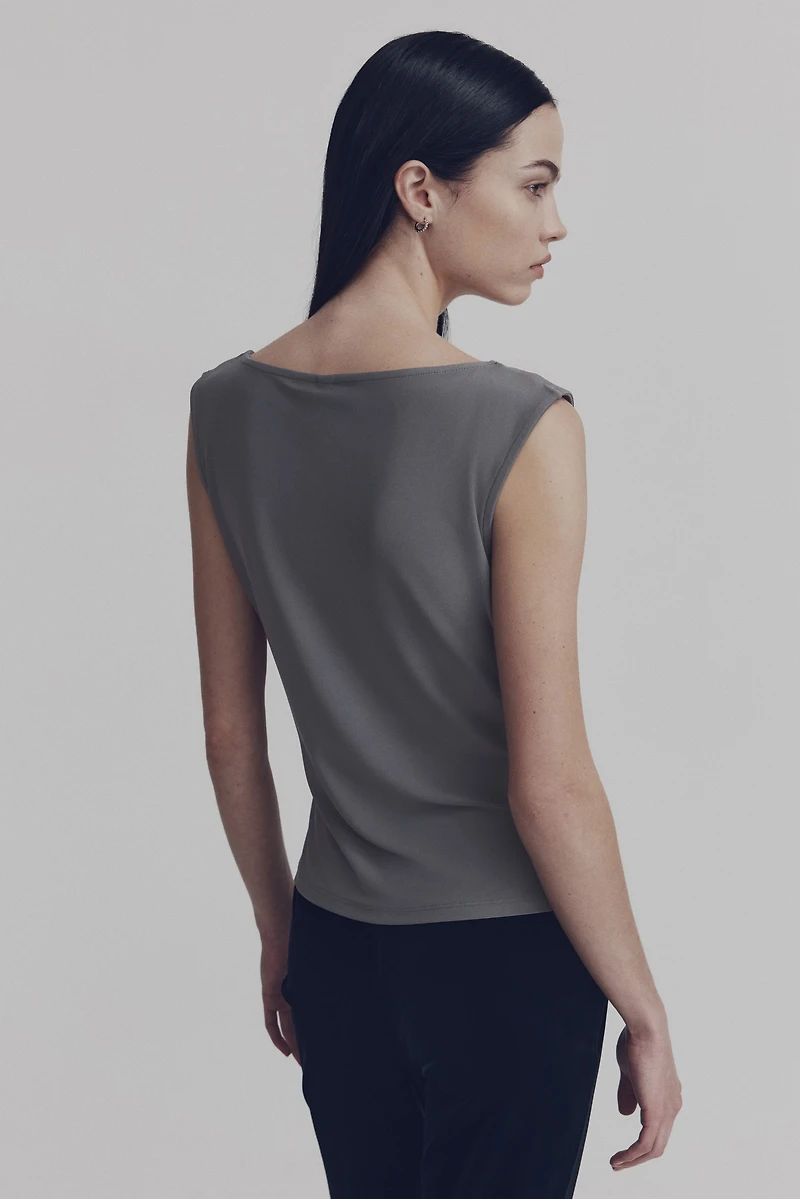 Draped Jersey Sleeveless Top