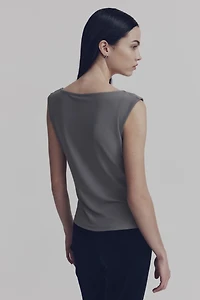 Draped Jersey Sleeveless Top