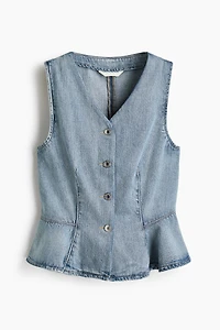 Denim Peplum Vest