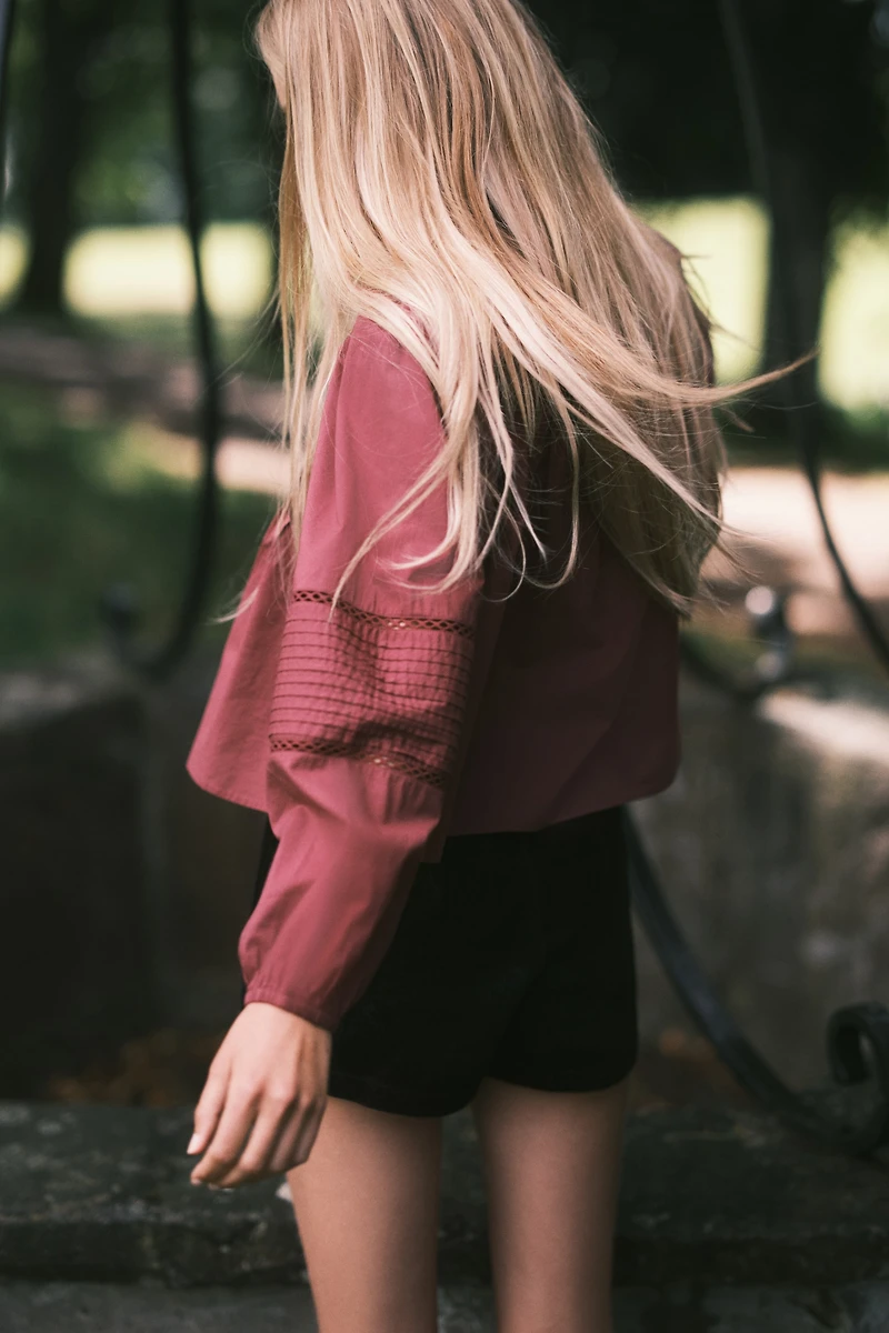 Blouse en coton avec plis nervure