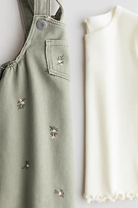 Ensemble 2 pièces robe salopette et haut