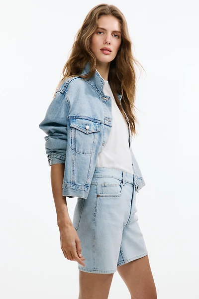 Short taille haute en denim