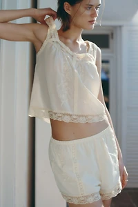 Short brodé en viscose mélangée