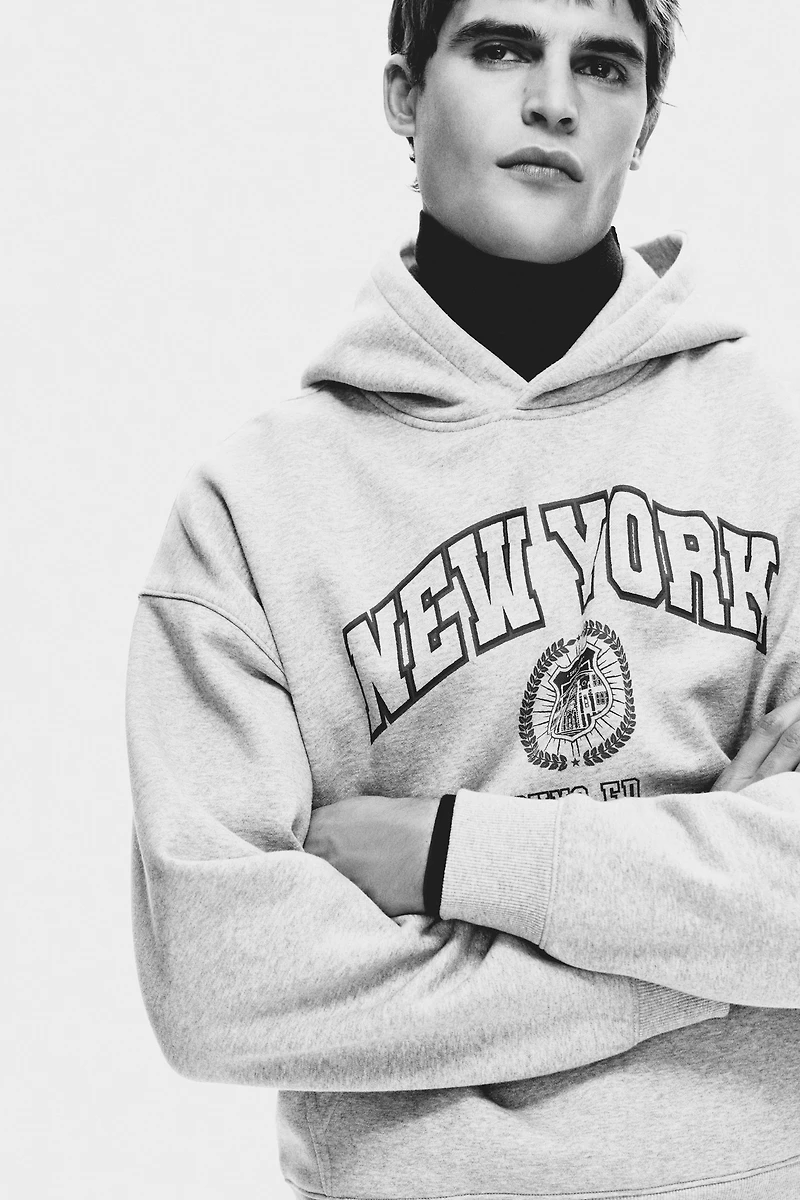 Loose-Fit Printed Hoodie