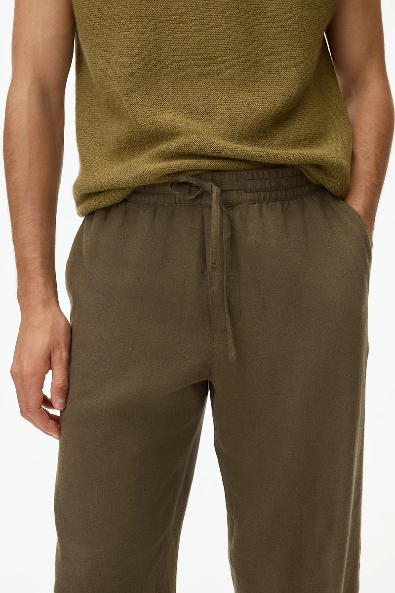Relaxed-Fit Linen-Blend Pants