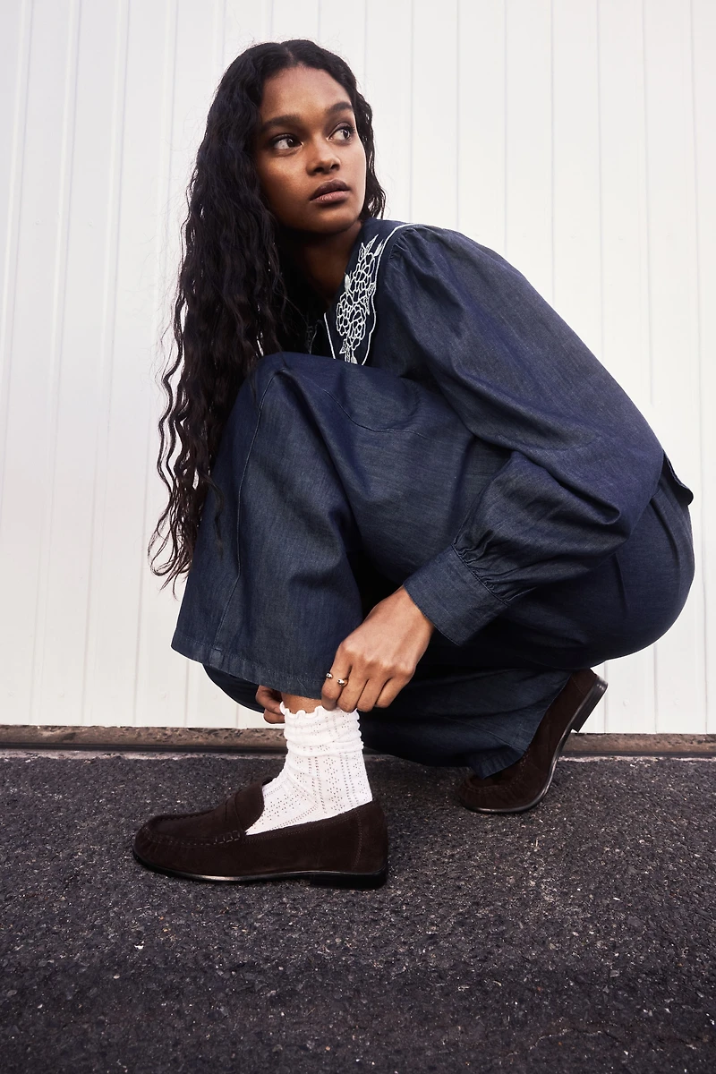 Pantalon en denim avec cordon de serrage