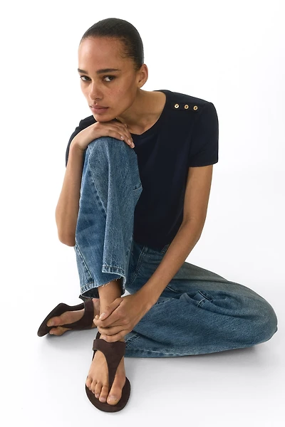 Button-Detail Viscose Top