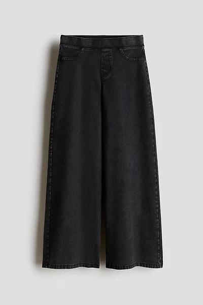 Denim-Look Wide-Leg Jeggings