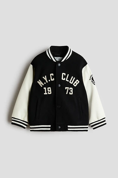 Motif-Detail Baseball Jacket