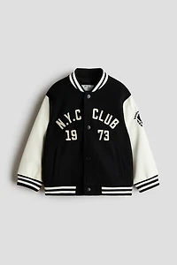 Motif-Detail Baseball Jacket