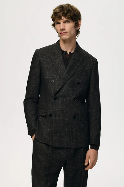 Regular-Fit Wool-Blend Double-Breasted Jacket