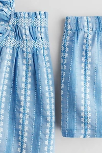 2-piece embroidery-detail cotton set