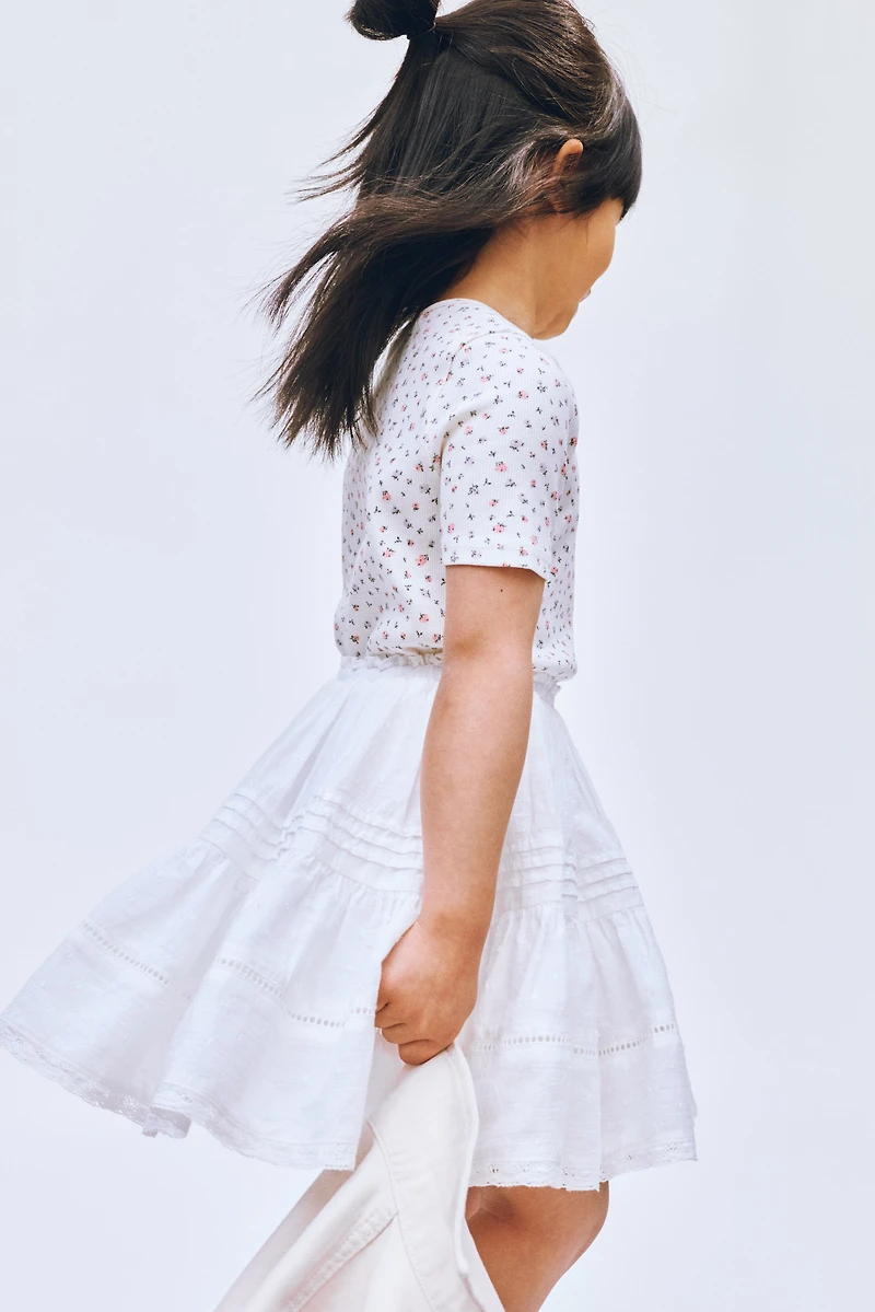 Jupe en coton à plis nervurés