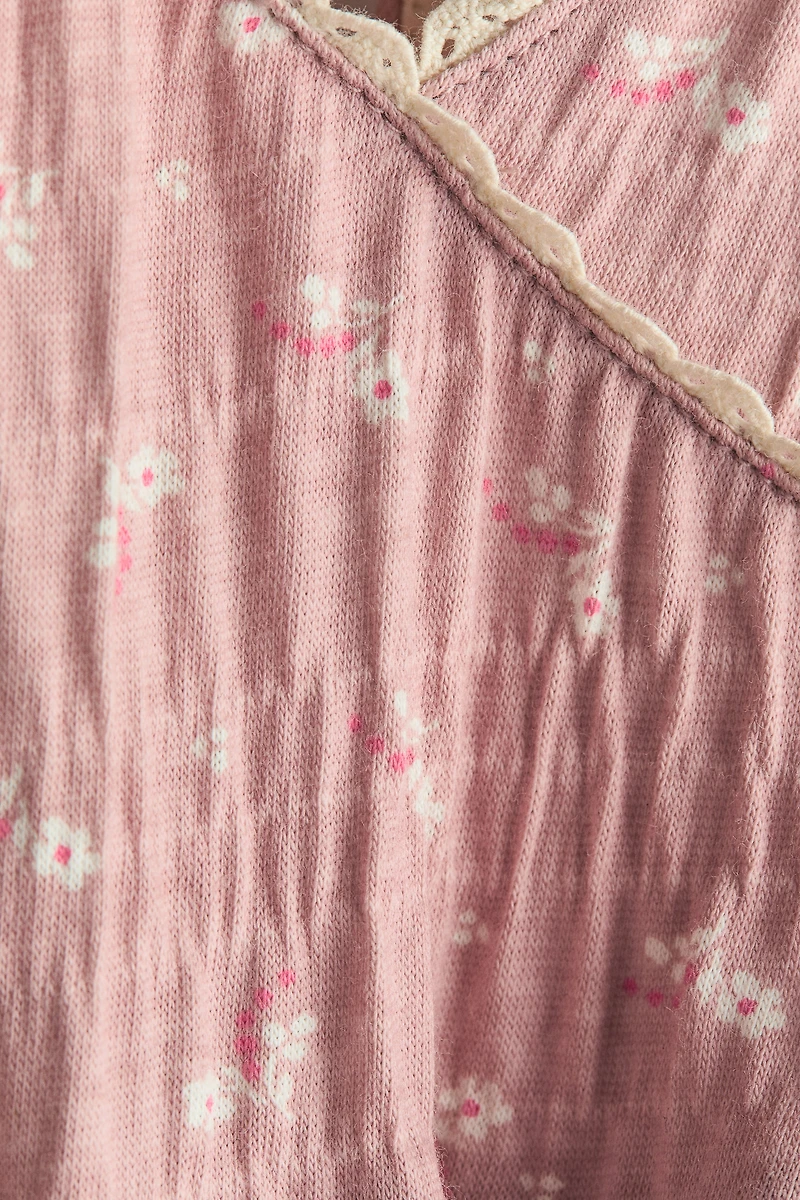 Cotton Romper Suit with Wrapover Detail