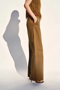 Wide Belted Twill Pants