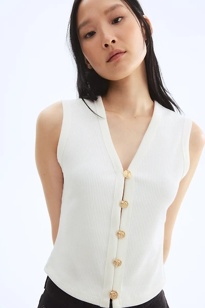 Gilet sans manches en tricot côtelé