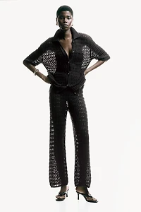 Crochet-Look Cotton Pants