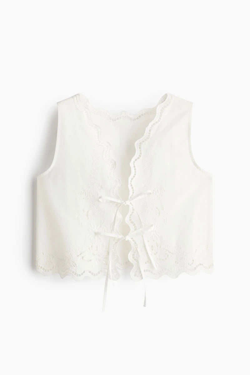 Tie-Front Cotton Beach Top