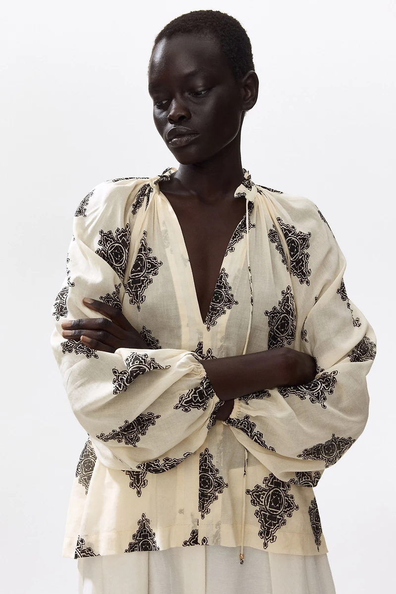 Blouse grande taille à manches ballon