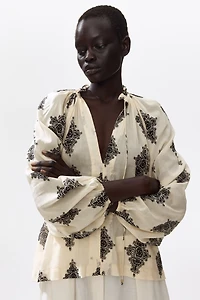 Blouse grande taille à manches ballon