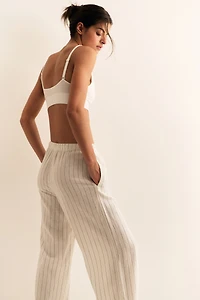 Wide-Leg Linen-Blend Pants