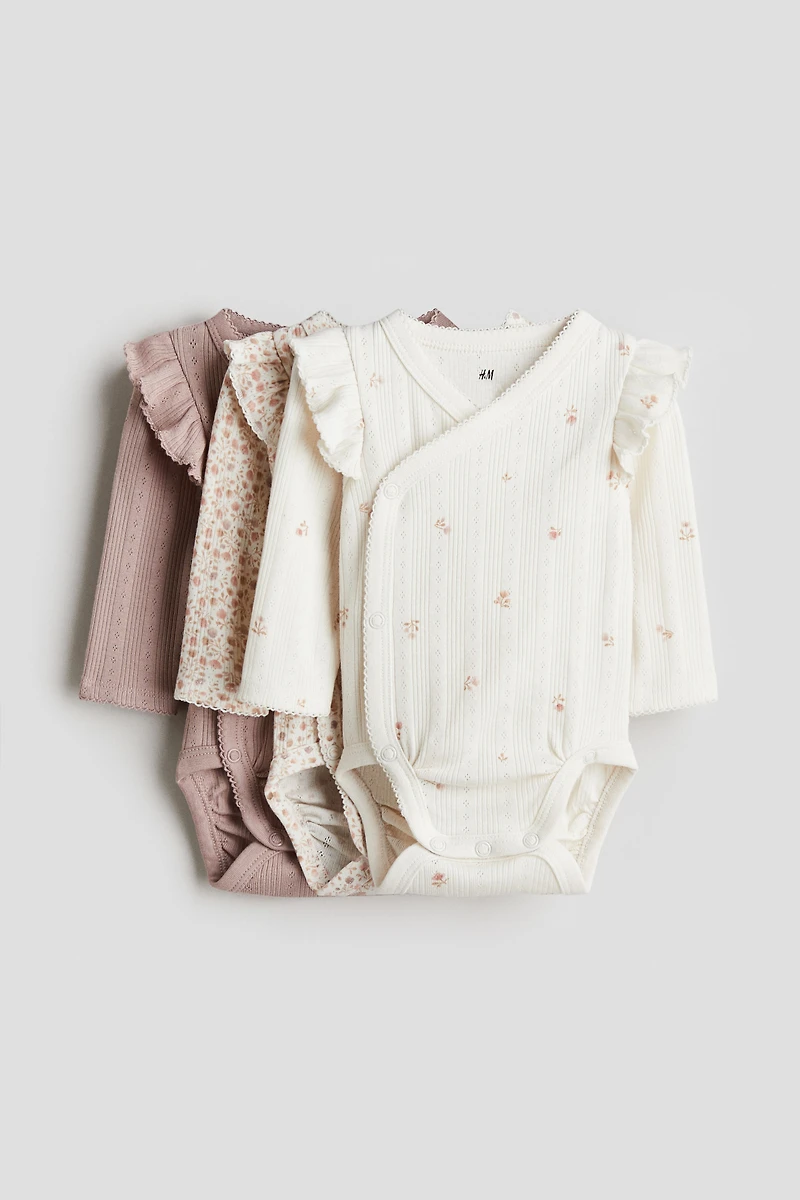 3-Pack Pointelle Wrapover Bodysuits