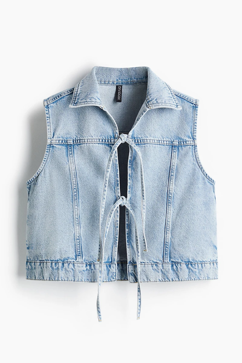 Tie-Front Denim Vest
