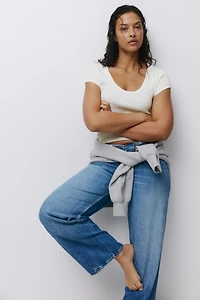 Ribbed Scoop-Neck T-Shirt