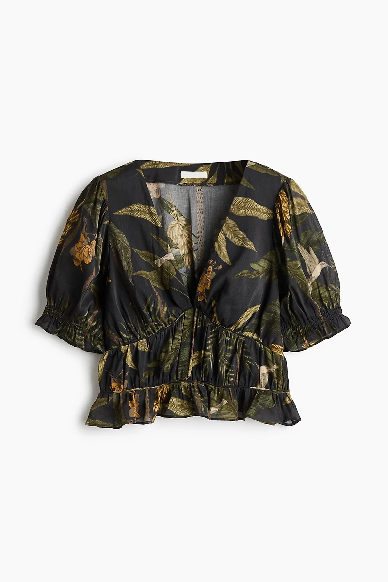 Viscose-Blend Gathered Top