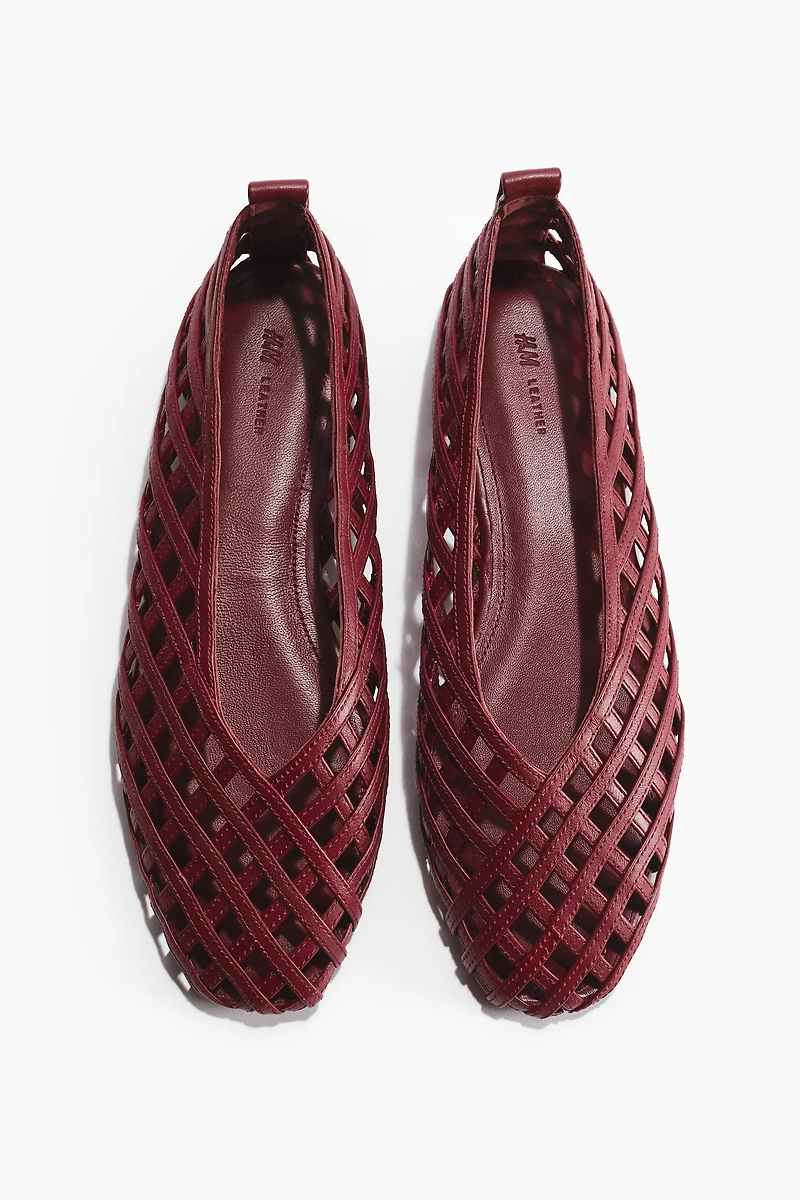 Ballerines en cuir à effet tressé