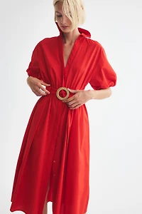 Cotton Shirt Dress with Belt