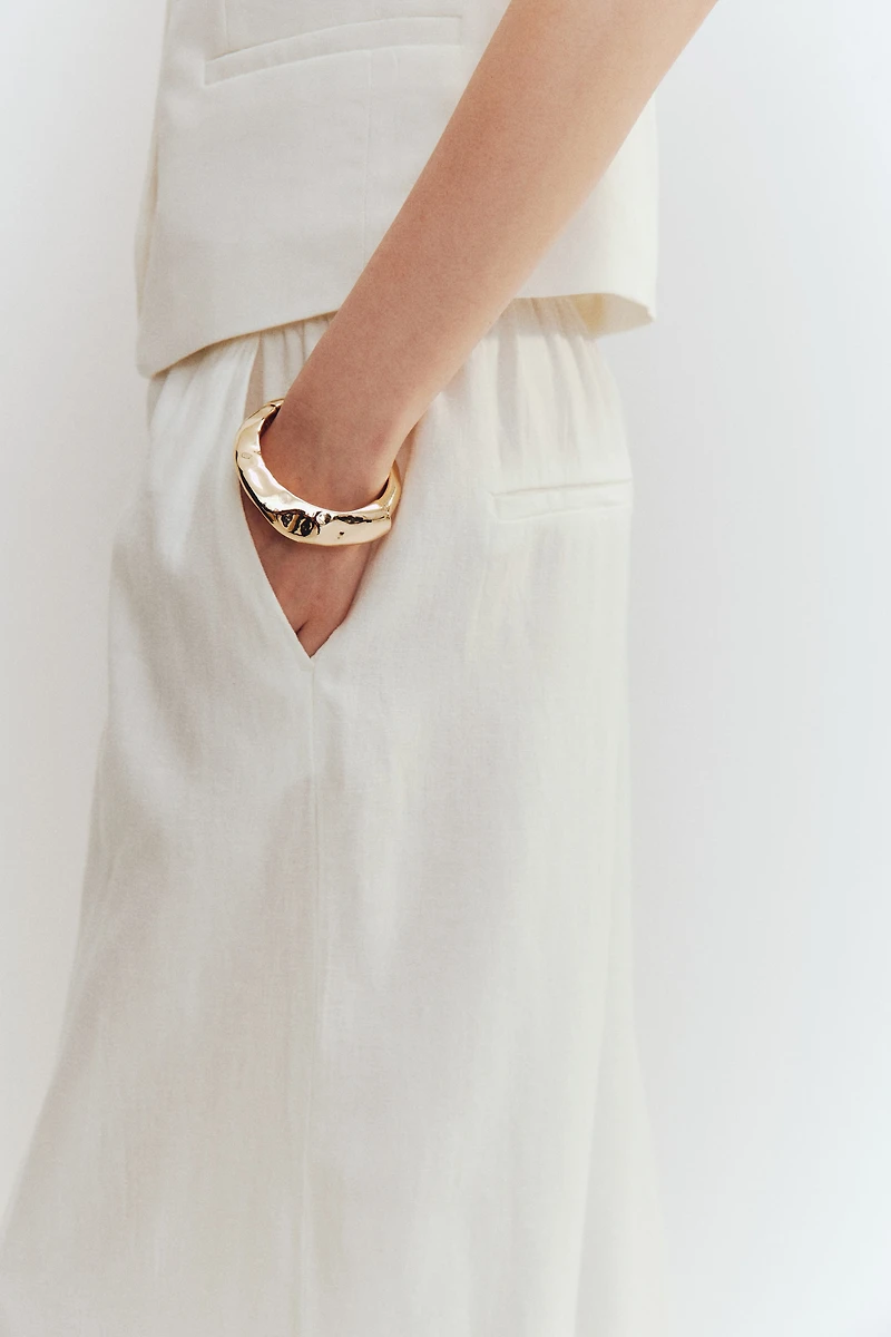 Wide-Leg Linen-Blend Pants