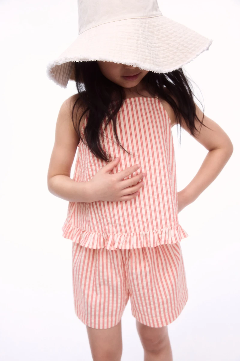 2-Piece Cotton Strappy Top and Shorts Set