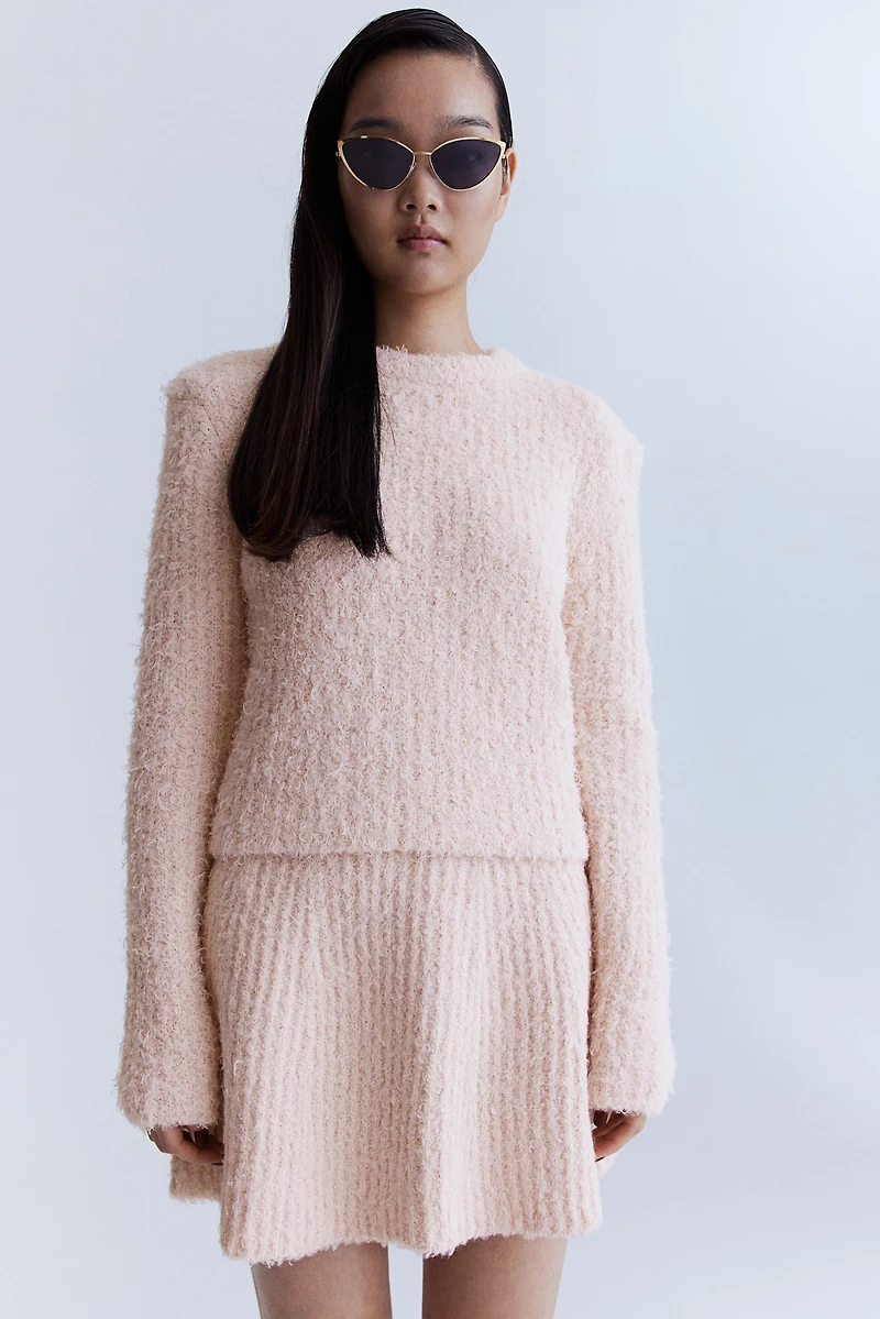 Flared Fluffy-Knit Skirt