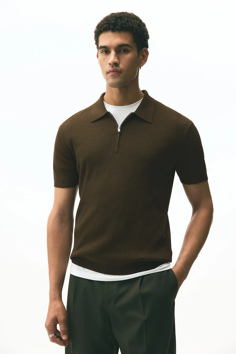 Slim-Fit Half-Zip Polo Shirt