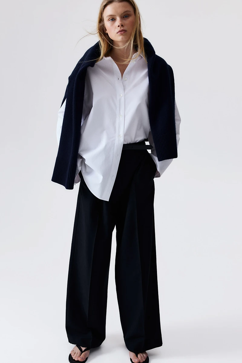 Wide-Leg Linen-Blend Pants