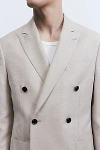 Regular-Fit Wool-Blend Double-Breasted Jacket