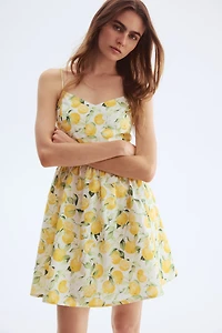 Cotton Dress with Flared Skirt