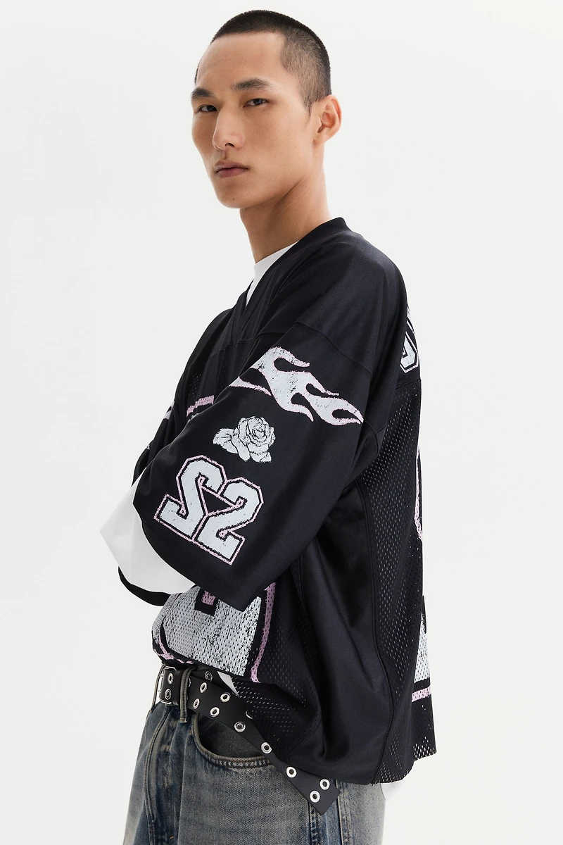 Oversized Printed Mesh T-Shirt