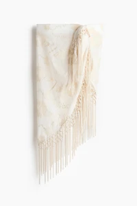 Foulard triangulaire frangé