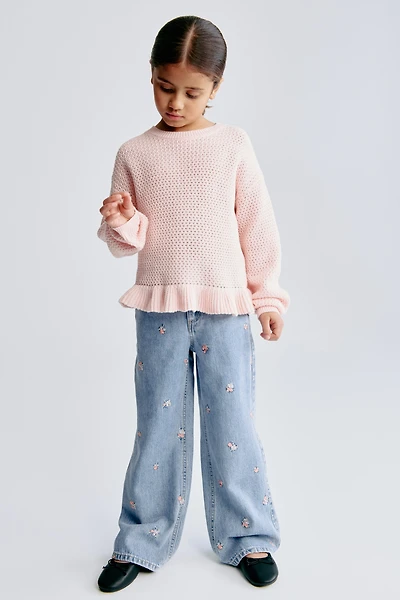 Wide-Leg Jeans with Motif Details