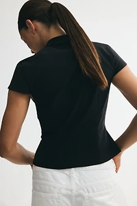 Viscose-Blend Top with Keyhole Detail