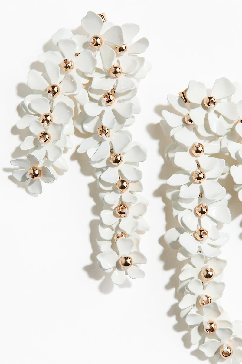 Flower-Detail Cluster Earrings