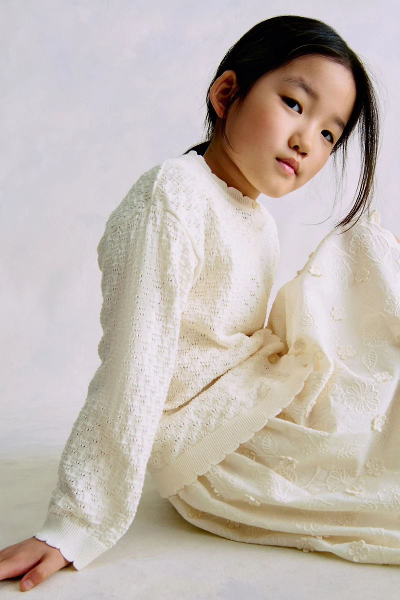 Chandail en tricot pointelle de coton