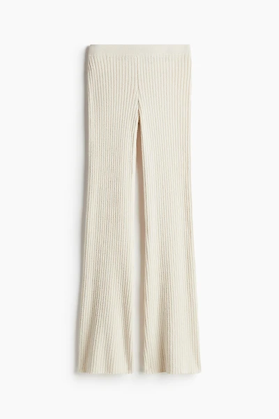 Flared Rib-Knit Pants